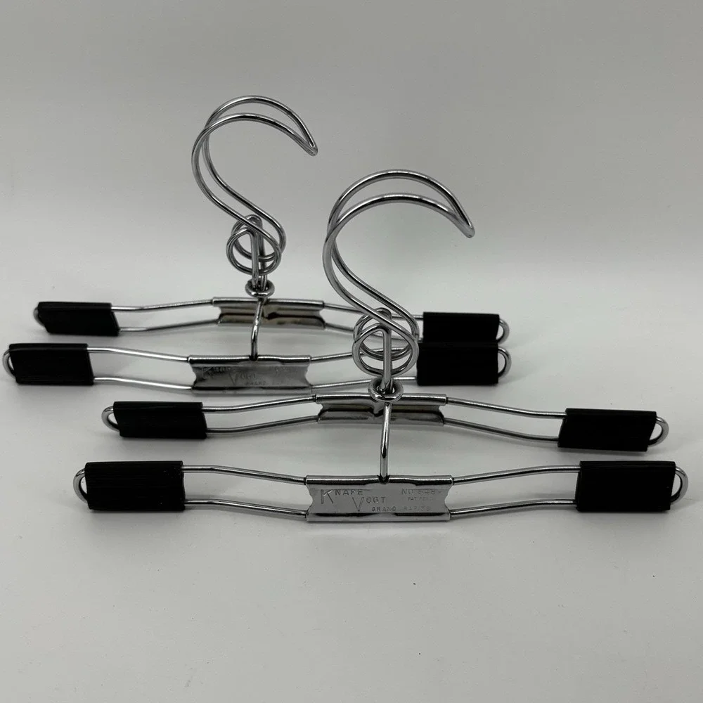 2 VtgClamp Clothes Hangers Chrome Skirts and Pants Knape Vogt GrandeRapidsUSA